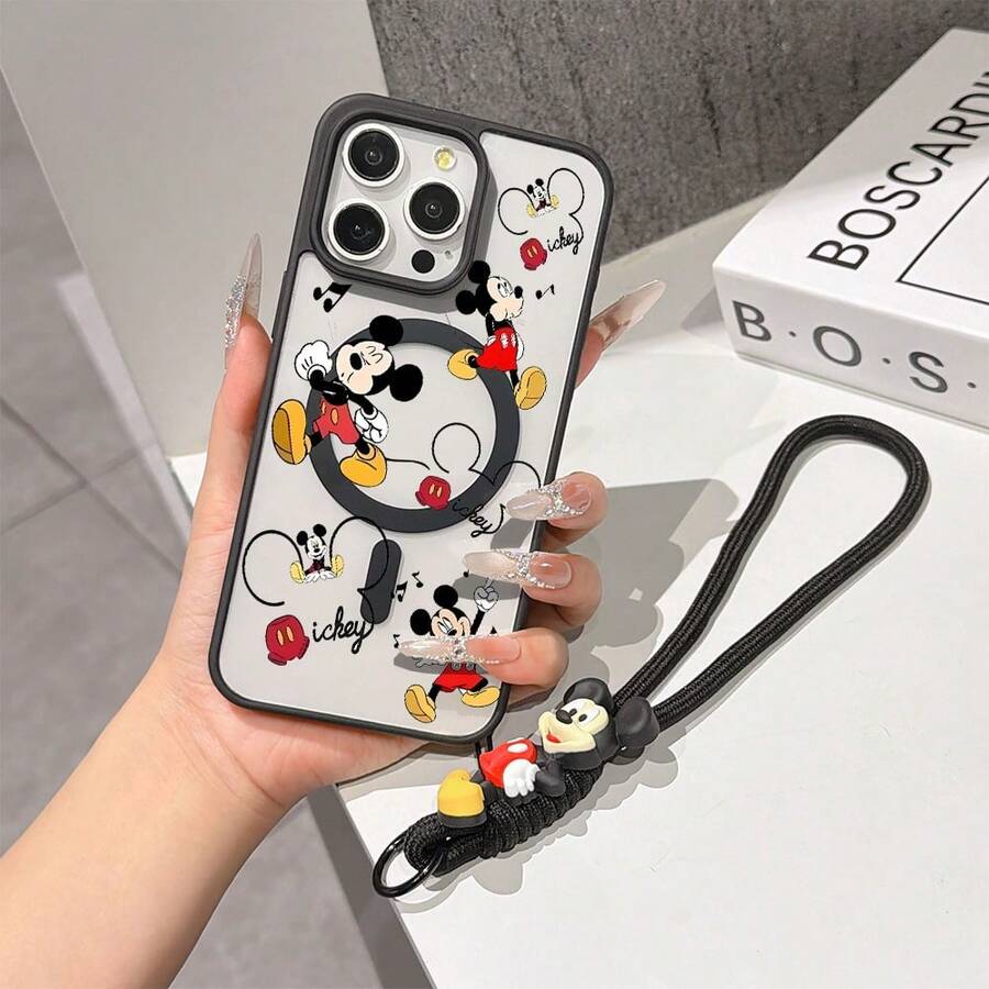 This Disney Mickey Mouse Lanyard Phone Case Is Fully Covered In TPU Material, Features Strong Magnetic Closure, Is Shockproof And Lightweight, And Is Compatible With IPhone17/16/11/13/15/15 Plus/15 Pro/15 Pro Max/12/14 Pro Max/11 Pro Max/12 Pro/12 Pro Max/13. This Phone Case Is A Popular Birthday Gift Or Business Gift Choice; It Is Durable, Stain- And Fingerprint Resistant, And Suitable For Both Men And Women. The Set Also Includes A Mickey Mouse Phone Case And A Mickey Mouse Plush Bracelet, Making It A Perfect Gift For Friends And Family. This Stylish Phone Case Is Fun, Lightweight, And Durable. IPhone17 Pro Max Phone Case, Minnie Mouse Phone Case. - màu đen - Xem 1