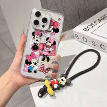 This Disney Mickey Mouse Lanyard Phone Case Is Fully Covered In TPU Material, Features Strong Magnetic Closure, Is Shockproof And Lightweight, And Is Compatible With IPhone17/16/11/13/15/15 Plus/15 Pro/15 Pro Max/12/14 Pro Max/11 Pro Max/12 Pro/12 Pro Max/13. This Phone Case Is A Popular Birthday Gift Or Business Gift Choice; It Is Durable, Stain- And Fingerprint Resistant, And Suitable For Both Men And Women. The Set Also Includes A Mickey Mouse Phone Case And A Mickey Mouse Plush Bracelet, Making It A Perfect Gift For Friends And Family. This Stylish Phone Case Is Fun, Lightweight, And Durable. IPhone17 Pro Max Phone Case, Minnie Mouse Phone Case. - 粉色 - 查看 7
