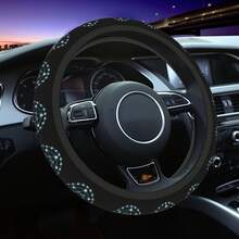 1pc Seven-Pointed Star Print Car Steering Wheel Cover + 2pcs Matching Print Car Cup Coasters, 3-Piece Set, Waterproof Steering Wheel Cover Without Inner Ring, Fits 14.5-15 Inch - Steering Wheel Set - View 4