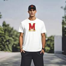 Maryland Terrapins Logo Men's Summer Round Neck Short-Sleeved Casual T-Shirt, Men's Summer Streetwear Washed Baseball Cap, Trucker Cap, Dad Hat, Suitable For Outdoor, Travel, Hiking, Beach - trắng - Xem 2
