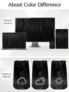 WaveTrip Vacation-Inspired Women's Summer Clothing, 24-Inch Ombre Wavy Curly Clip-In Heat Resistant Synthetic Hair Extensions, Suitable For Ladies And Girls For Party And Daily Use - Black - View 7