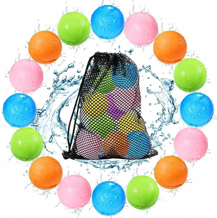Reusable Water Balloons For Kids - Washable Magnetic Splash Balls, Silicone Water Bombs Summer Outdoor Pool Beach Toys, Bath Game & Easter Basket Stuffers Party Gifts - 彩色 - 查看 1