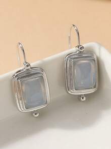 1 Pair Elegant Sophisticated Square Pendant Earrings, Suitable For Women's Daily Wear, Also An Ideal Surprise And Perfect Gift For Families And Women On Vacation And Banquets - Silver - View 4