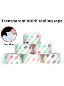 4.8cm*40m Cinta de sellado BOPP transparente para embalaje de envíos, cinta OPP para rasgar a mano - C-Transparent - Ver 1