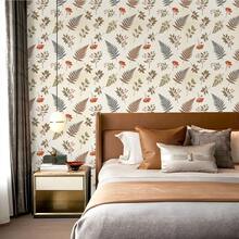 Retro Warm-Toned Botanical Leaf PVC Wall Sticker, Minimalist Wabi-Sabi Style Home Wall Decor - 60042+XHQZ - View 5