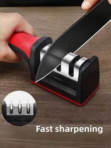 1pc Multi-Function Knife Sharpener, Household Sharpening Stone, Rapid Knife Sharpener With Fixed Angle For Scissors, Knives, Fully Automatic Blade Sharpening, Portable Sharpening Tool - Black - View 7