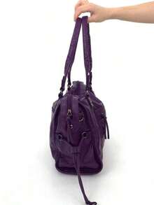 Women's Fashion Street Punk Retro Shoulder Bag, Large Capacity Y2K Biker Handbag, Vegan Leather City Commuter Bag, Detachable Strap Crossbody Bag, Suitable For Daily Use And Gatherings, Great Gift, New Ladies Handbag , Punk - Màu tím - Xem 10