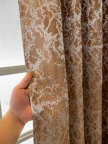 1pc European Aesthetic Style Blackout Curtain, Unique Marble Texture, Privacy Protection, Heat Insulation, Suitable For Living Room & Bedroom - Khaki - View 10