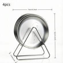 1件/4件/6件/8件套不锈钢骨盘套装，家用餐桌残渣银色圆形小碟，韩式圆形烧烤盘，家用及商用食品托盘 - 銀色 - 查看 16