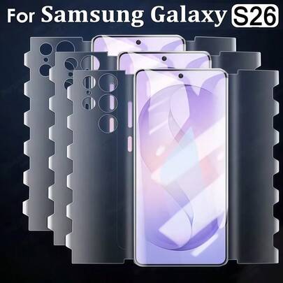 Juego de película protectora de pantalla de hidrogel con cobertura completa de 360° con diseño de mariposa para Samsung Galaxy S26 S25 S24 S23 Ultra, membrana suave antirayones para la parte delantera y trasera