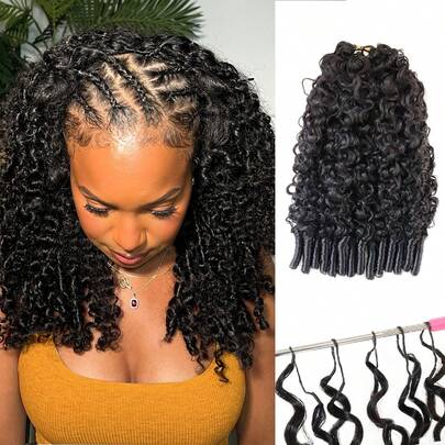 Uveous Burmese Curly Crochet Hair For Women 60g Pre-Separated Feather Crochet Human Hair Invisible Knotless Human Crochet Hair Reusable Lightweight Hair Extensions Natural Black 18Inch
