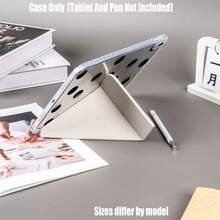 Y-Fold High Transparency Acrylic Protective Case With Pen Slot. Minimalist Geometric Dot Print Y-Fold High Transparency Acrylic. Black & White Minimalist Geometric Dot Y-Fold High Transparency Acrylic Protective Case. Tablet Protective Case Features: Y-Shaped Three-Fold Stand Design, Smart Sleep/Wake Function - Multicolor - View 4