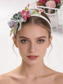 1 pièce Bandeau original de fleurs artificielles doux et mignon, élégant et frais pour femmes, serre-tête, diadème - 22452 Rose - Voir 1