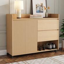 Shoe Cabinet, Mobile Shoe Cabinet With Swivel Casters And Brakes. Arched Top Design, Adjustable Shelf, Soft-Close Hinges - View 4