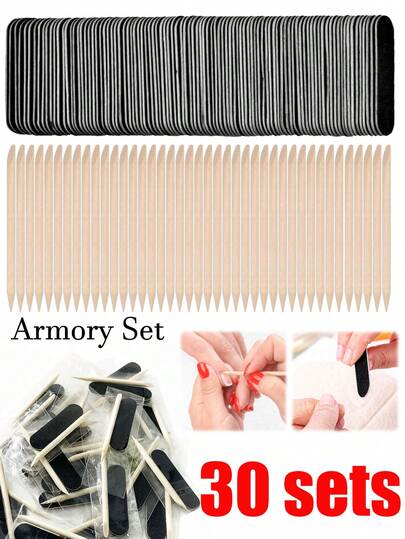 Bộ 30 dụng cụ tẩy móng dùng một lần (que tẩy móng + dũa móng), bộ dụng cụ mài móng, bộ miếng dán tẩy móng mini cầm tay, dũa móng hai mặt, thích hợp để tẩy móng, trị liệu chân và sử dụng tại salon làm móng, dụng cụ tẩy móng, miếng dán tẩy móng (30/10/5 bộ)