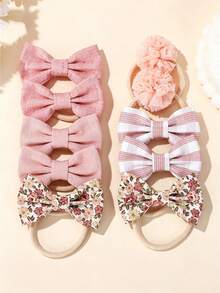 10-Piece Set In Solid Color Bows In Candy Shades, Made Of Soft Fabric And With Elastic Coils, Perfect For Pairing With Various Headbands. - Multicolor - View 8