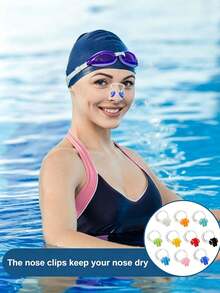 1/3/5 pièces Pinces nasales de natation en silicone, Pinces nasales de natation en silicone anti-buée - Réutilisables, antidérapantes, ajustement confortable, couleurs multiples convenant aux nageurs, plongeurs et sports nautiques, accessoires de natation, équipement de plongée, conception de prise sécurisée, structure transparente - multicolore - Voir 2