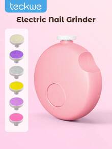 Teckwe Gentle Electric Nail Trimmer Child-Nail Clipper Automatic Nail Grinder, 6 Grinding Heads,Nail Clippers For Toes And Fingernails,Nail File Tool For Easy And Gentle Nail Groom - Pink - View 1