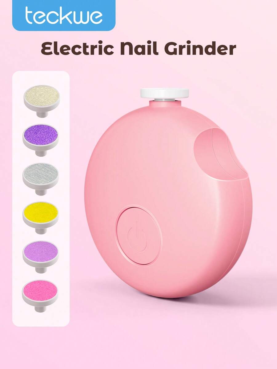 Teckwe Gentle Electric Nail Trimmer Child-Nail Clipper Automatic Nail Grinder, 6 Grinding Heads,Nail Clippers For Toes And Fingernails,Nail File Tool For Easy And Gentle Nail Groom - Pink - View 1