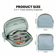 天鵝絨旅行珠寶收納袋 2合1 翻蓋式保護盒 附可拆式內層 攜帶式珠寶收納包 附手腕帶 可轉換為迷你零錢包 女性與女孩禮物 - 彩色 - 查看 9