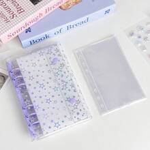 A6 Size Portable Laser Star Transparent Binder, Transparent Binder Sticker Book, Transparent Refill Pack, Printed Stickers, Candy Drip Sticker Cards, Stickers, Photo Storage Bags, Photo Album, Budget Planner, Diary, Notebook, Office/School Supplies - A6 - View 9
