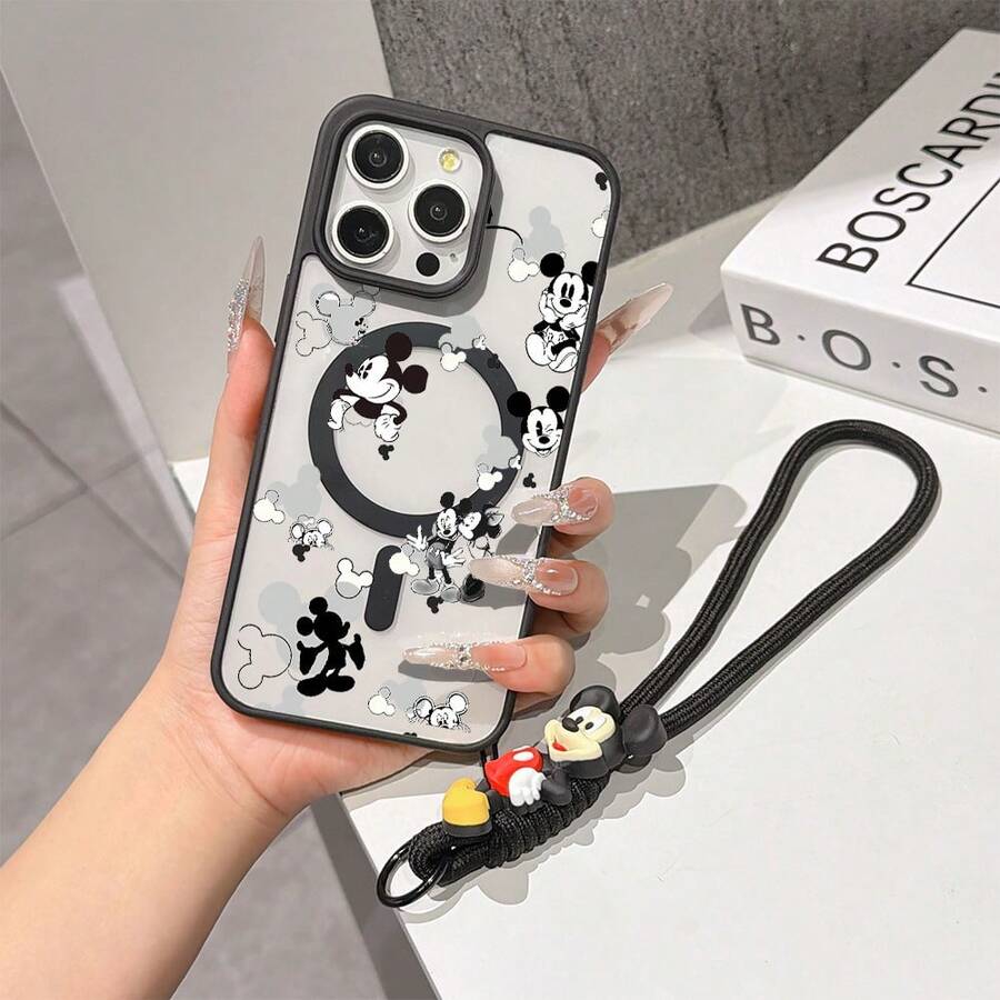 This Disney Mickey Mouse Lanyard Phone Case Is Fully Covered In TPU Material, Features Strong Magnetic Closure, Is Shockproof And Lightweight, And Is Compatible With IPhone17/16/11/13/15/15 Plus/15 Pro/15 Pro Max/12/14 Pro Max/11 Pro Max/12 Pro/12 Pro Max/13. This Phone Case Is A Popular Birthday Gift Or Business Gift Choice; It Is Durable, Stain- And Fingerprint Resistant, And Suitable For Both Men And Women. The Set Also Includes A Mickey Mouse Phone Case And A Mickey Mouse Plush Bracelet, Making It A Perfect Gift For Friends And Family. This Stylish Phone Case Is Fun, Lightweight, And Durable. IPhone17 Pro Max Phone Case, Minnie Mouse Phone Case. - màu đen - Xem 1