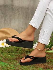 Dép xỏ ngón unisex, dép lê mùa hè, chống trơn trượt và bền chắc, thích hợp cho bãi biển và hoạt động ngoài trời, nhẹ và mềm mại. - màu đen - Xem 5
