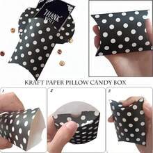 50 hộp quà hình gối bằng giấy Kraft, hộp đựng kẹo mini có thể gấp gọn, hộp quà lưu niệm sáng tạo, thích hợp để đựng bánh, kẹo, trang sức, quà tặng đám cưới và tiệc tùng (Chấm đen) - Xem 5