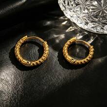 6 piezas de pendientes de aro retorcidos en dorado y plateado, con cierre de resorte de acero inoxidable 304 para hacer joyas de oreja DIY - pendientes - Ver 2