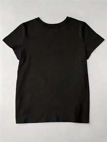 Víspera de Viernes, Día de la Madre, Ropa de Mujer, Camiseta de Mujer, Top Casual de Manga Corta con Cuello Redondo, Tejido de Elasticidad Media, Lavado a Máquina, Ajuste Cómodo para Todas las Temporadas, Camiseta de Mujer, Camiseta con Estampado Plano 2D Único, Uso Diario - Negro - Ver 3
