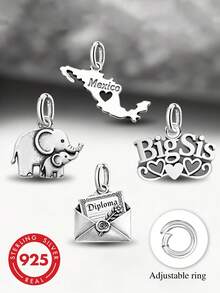 1pc Minimalist Unique 925 Sterling Silver Spring Flower Rabbit Pendant, DIY Necklace Delicate Jewelry Gift For Women & Men - Gather - View 12