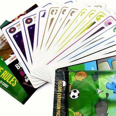 Cartoon Sports Themed 15-Card Game Expansion Pack, Cute Cat Football Pattern Tabletop Game Add-On Deck, Casual Game Supplement Accessory Set, Collectible Expansion Cards For Original Game Enhancement, Ideal Hobby Game Collection & Tabletop Entertainment Upgrade Kit