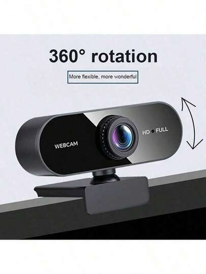 1080P自动对焦USB网络摄像头，支持360°旋转，即插即用，无需电池，适用于视频会议、在线课程、直播 | 时尚摄像头设计 | USB连接，电脑摄像头，笔记本电脑摄像头，直播摄像头，智能电视摄像头，笔记本电脑摄像头，网络摄像头，电脑配件，直播设备，USB摄像头