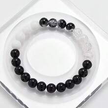 Bộ 12 hạt cườm thủy tinh đen trắng, hạt tròn trong suốt 8mm, có hiệu ứng nứt, dùng để tự làm vòng tay, vòng cổ, dây đeo điện thoại và các phụ kiện thủ công khác. - Nhiều màu - Xem 3