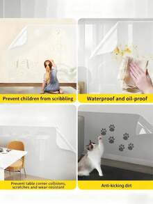 Transparent Static Cling Wall Protector Film, Adhesive-Free Wall Decor, Waterproof And Oil-Proof Plastic Sticker, Suitable For Kitchen And Home Use, Easy DIY Installation - Multicolor - View 8