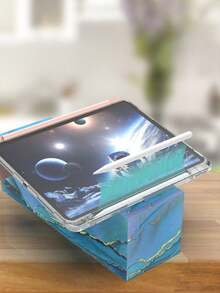 Bao da máy tính bảng gấp ba chống rơi, tương thích với iPad, có khe cắm bút bằng acrylic trong suốt cao cấp, màu hồng. - Hồng - Xem 3