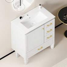 75cm Bathroom Cabinet In White. Ample Storage Space: 1 Soft-Close Door And 3 Drawers. - 白色 - 查看 4
