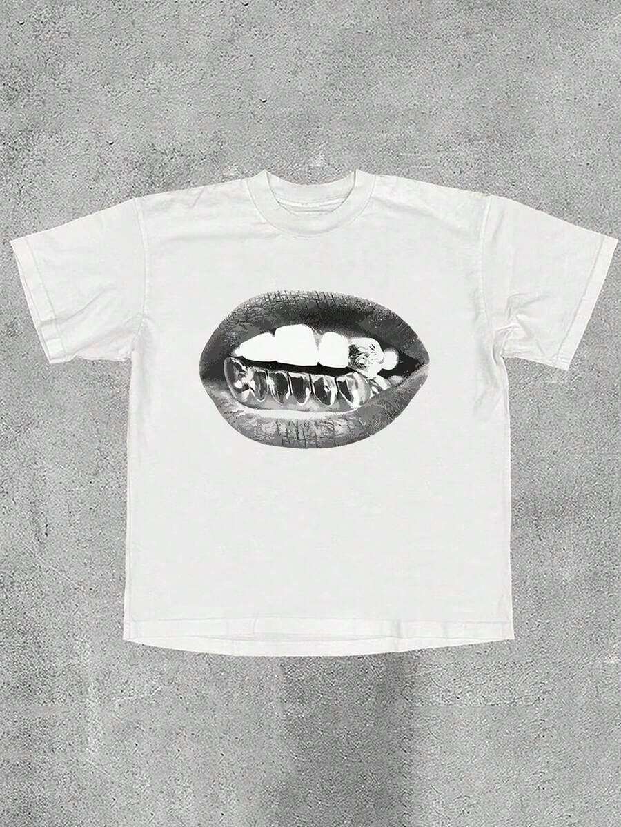Men's Casual Skull Crew Neck Short Sleeve Summer T-Shirt - White - View 1