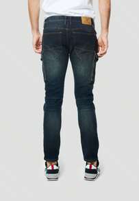 Koroshi Herren-Bikerjeans, Slim Fit, Dunkelblau, Stretch | Materialzusammensetzung: 70 % Baumwolle, 25 % Polyester, 3 % Viskose, 2 % Elastan. Dunkelblau. Größen: 28/30/32/34/36/38 - marineblau - Übersicht 6