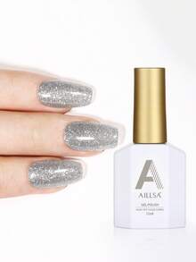 Aillsa 银色闪粉凝胶指甲油，15毫升/瓶，速干UV/LED灯固化，持久亮泽，适合DIY居家美甲或作为礼物赠送 - 銀色 - 查看 1