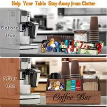 Manovix Brown Wood Coffee Bar Organizer Station, Large Capacity Countertop Storage Box For Coffee Pods Tea Bags Creamer Sugar Stirrer, Multi-Compartment Wooden Coffee Station Rack, Rustic Style Kitchen Counter Organizer Shelf For Coffee Lovers, Cafe, Office Breakroom & Hotel - Wooden - View 4