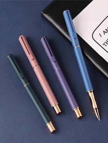 1 penna + 50 st. refillpatroner, matt metallreservoarpenna, mjuk skrift, lämplig för skolan, kontoret, present, kompatibel med 3,4 mm bläckpatroner - 51-delat set - Visa 3
