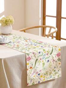 Charming Linen Wild Flower Table Runner - Spring Floral Design, Suitable For Restaurant And Kitchen Decor - Multicolor - View 7