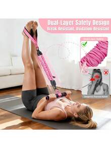 1 dây kháng lực điều khiển bằng chân, dây kháng lực hỗ trợ tập bụng, dụng cụ tập thể dục, dây kháng lực định hình cơ thể điều khiển bằng chân tại nhà - Hồng - Xem 3