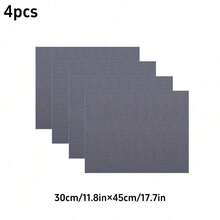 4pcs Set Minimalist Gray Refrigerator Mats, Waterproof EVA Drawer Liners, Elegant Woven Texture, Anti-Slip & Washable, Suitable For Kitchen Cabinets And Wardrobes - Multicolor - View 12