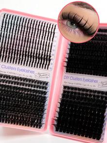 560/680Pcs D Curl Lash Clusters Kit 4 Styles Spiky Fairy Lashes & Bottom Lashes Mixed 100D 120D 150D Long Individual Lashes Tray Large Capacity Soft Comfortable Easy Apply Natural DIY Lash Extensions Beginner Friendly For Daily Eye Makeup - C - View 4