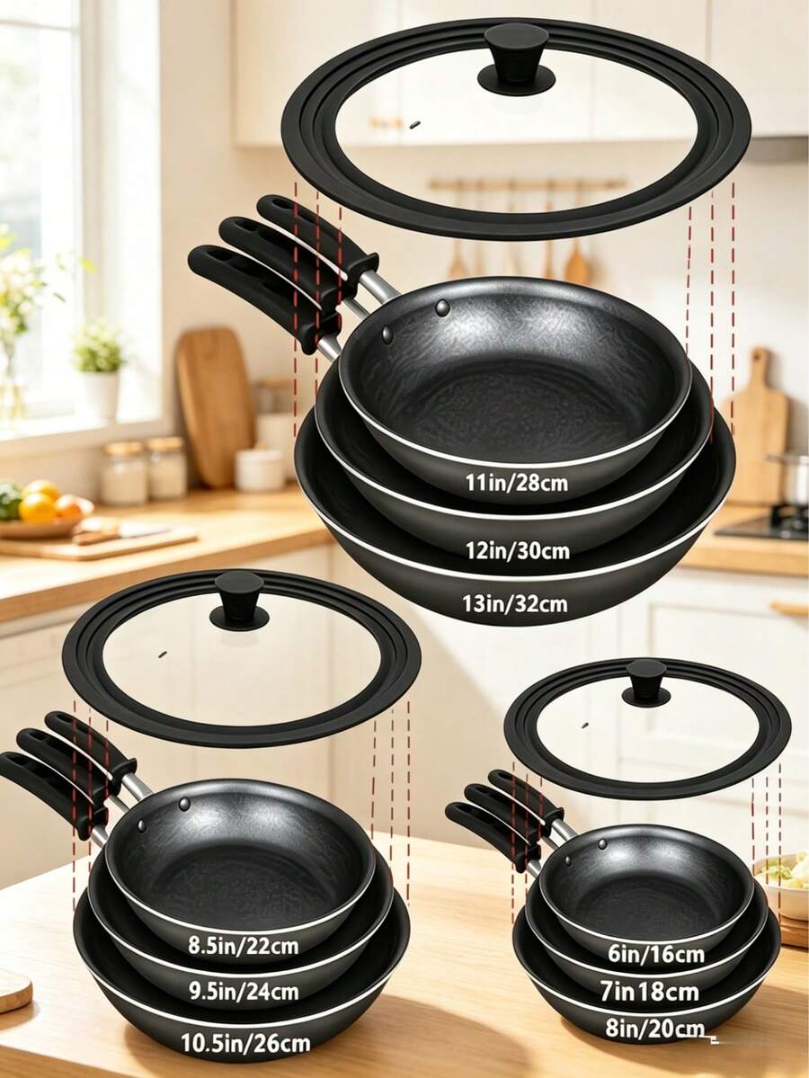 1pc Universal Lid, Fits Pots, Pans And Skillets - Made Of Tempered Glass With Heat-Resistant Silicone Rim, Suitable For 6", 7", 8", 8.5", 9.5", 10.5", 11", 12", 13" Cookware