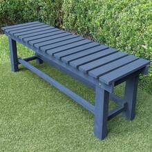 Banco de madera para jardín al aire última intervensión banco de madera para 2 personas resistente a la intemperie banco estrecho de parque nunca se pudre ni se decolora banco impermeable sin - Azul - Ver 2