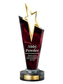 1pc Personalized Acrylic Trophy, Customizable Logo And Text, Star/Goat Head Design, Customizable Color Options Suitable For Corporate And Event Awards, Elegant Gradient Crystal Trophy, Perfect For Office Awards And Anniversary Gifts - Multicolor - View 14