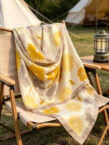 1pc Women's Floral Print Scarf, 178x41cm, Long, Simple, Stylish Outer Scarf, Suitable For Daily Commutes, Travel, Etc. - Yellow - View 5